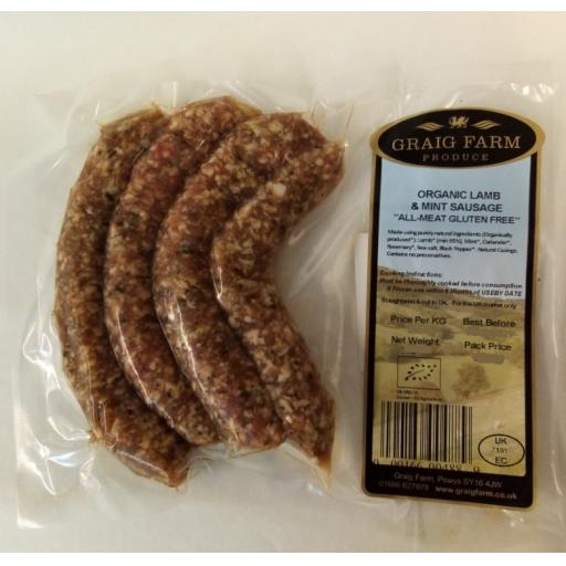 Organic Lamb and Mint Sausages 230g Approx.